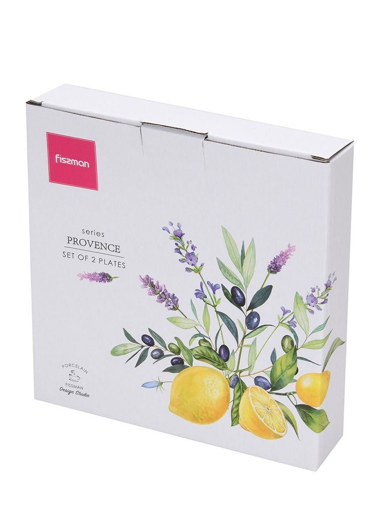 Fissman طبق حلوى 21 سم من بروفانس ليمون، طبق بورسلين للسلطة والمقبلات والميكروويف والفرن وغسالة الأطباق، مقاوم للخدش، أدوات مائدة للمطبخ - Image 4
