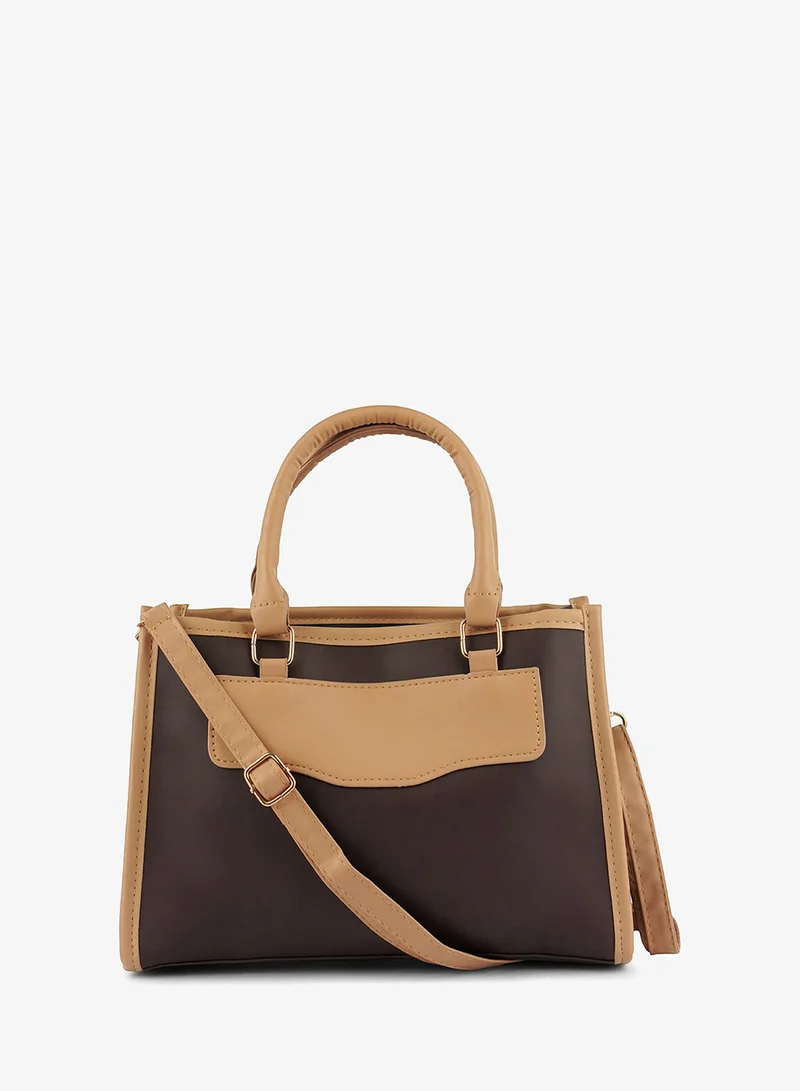 London Rag Brown Block Tote Bag