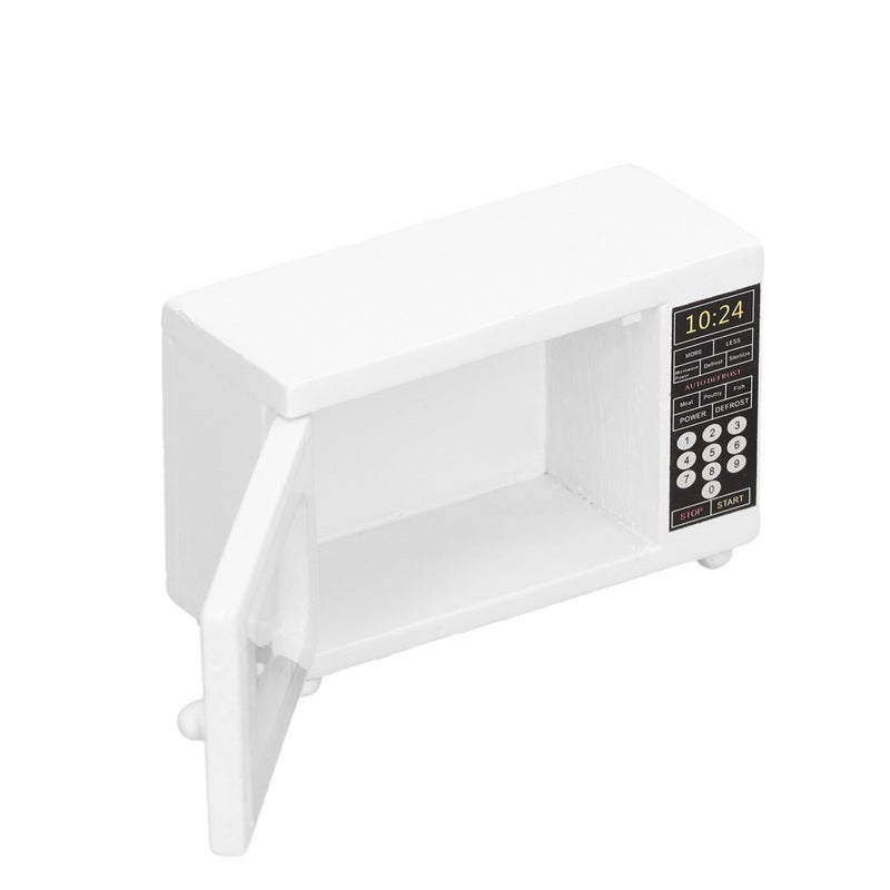 Miniature Dollhouse Microwave Oven: 1:12 Scale High-quality Eco-friendly Composite Wood Exquisite Sturdy - Vivid Delicate Portable Accessory for DIY Dollhouse Kitchen Living Room Decoration & Kids Who - Image 3