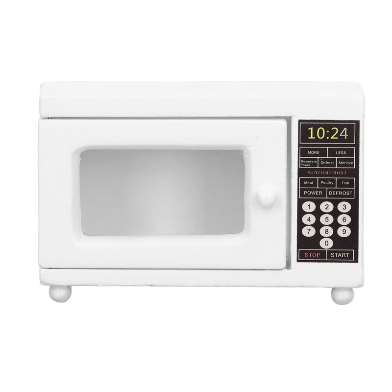 Miniature Dollhouse Microwave Oven: 1:12 Scale High-quality Eco-friendly Composite Wood Exquisite Sturdy - Vivid Delicate Portable Accessory for DIY Dollhouse Kitchen Living Room Decoration & Kids Who - Image 1