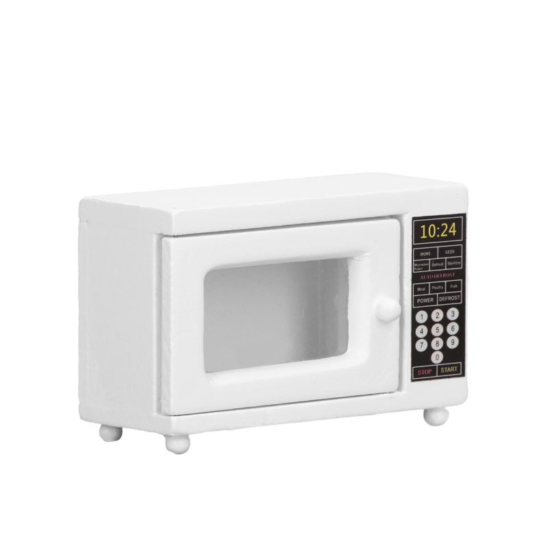 Miniature Dollhouse Microwave Oven: 1:12 Scale High-quality Eco-friendly Composite Wood Exquisite Sturdy - Vivid Delicate Portable Accessory for DIY Dollhouse Kitchen Living Room Decoration & Kids Who - Image 4