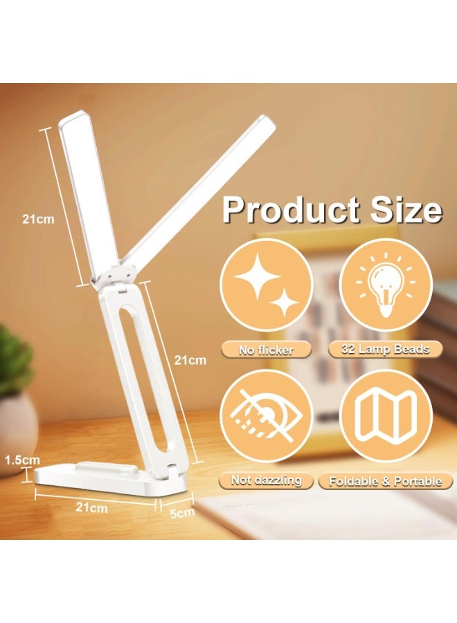مزدوج رأس مصباح المكتب LED, 3 أوضاع اللون مصباح الجدول, حماية العين كتاب السرير ضوء, المحمولة والقابلة للطي, ضوء الدراسة للأطفال, التحكم باللمس مع شحن USB للمكتب المنزلي والكمبيوتر - Image 2