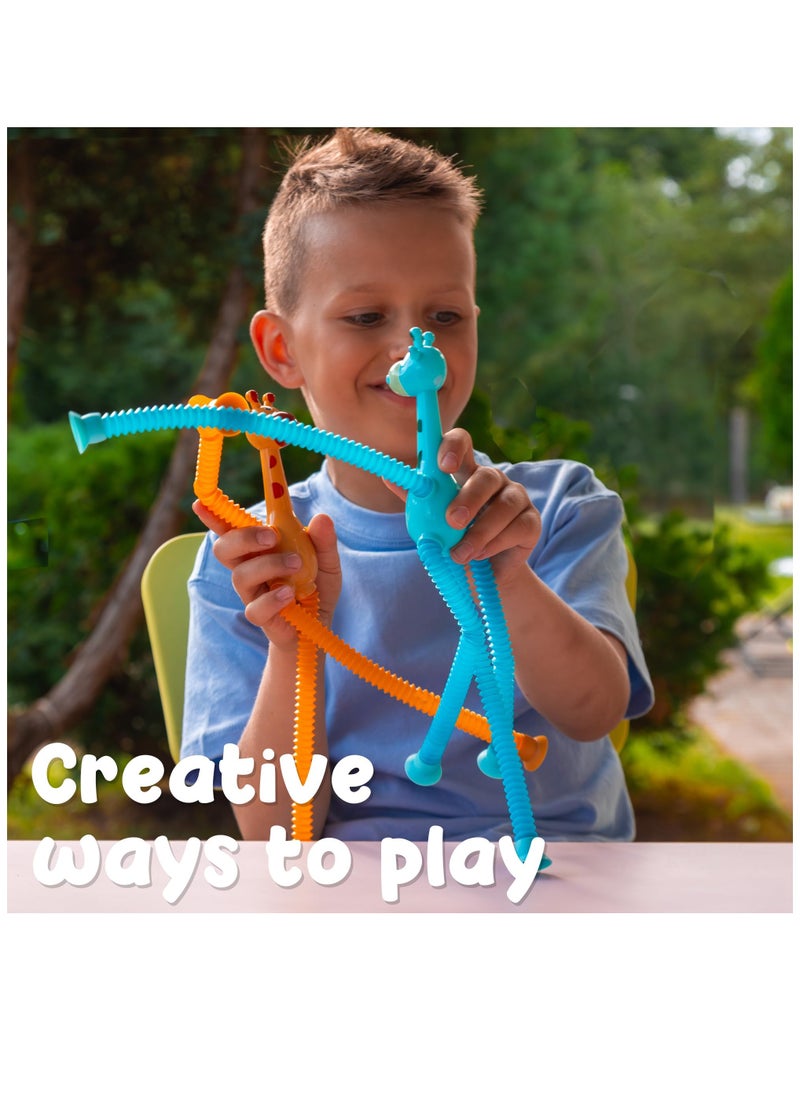 Bebiland - Telescopic Suction Cup Giraffe Toy, Ever-Changing Giraffe Telescopic Tube Suction Cup Toys, Decompress Educational Sensory Toys, Stretch Novel Educational Toys for Kids and Adults - Image 1