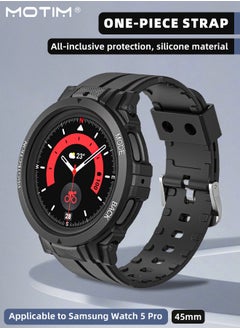 Motim Samsung Galaxy Watch 5 Pro Watch Band with Case 45mm, Shockproof Rugged Band Replacement Strap for Galaxy Watch 5 Pro with Bumper Case Cover, Men Women  - Image 2