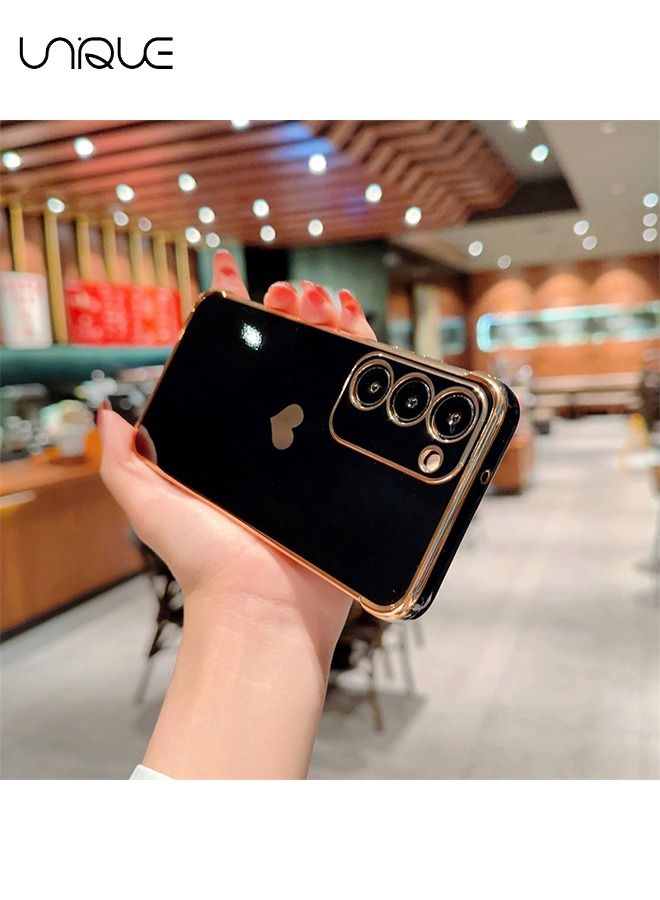 يونيك متوافق مع سامسونج A14 5G القضية للنساء فتاة، تصفيح حافة لطيف الحب القلب لينة TPU الوفير مع 4 زوايا حماية الصدمات غطاء الهاتف لهاتف جالاكسي A14 5G (أسود) - Image 3