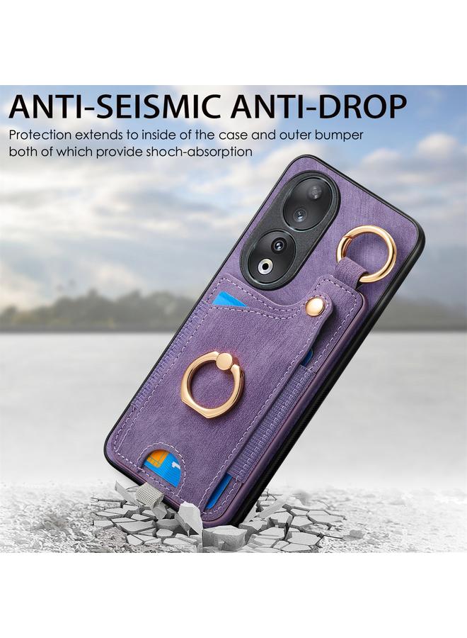 زبون جراب لهاتف Huawei P60 بتصميم كلاسيكي مع حلقة تعليق وحقيبة بطاقات - Image 4