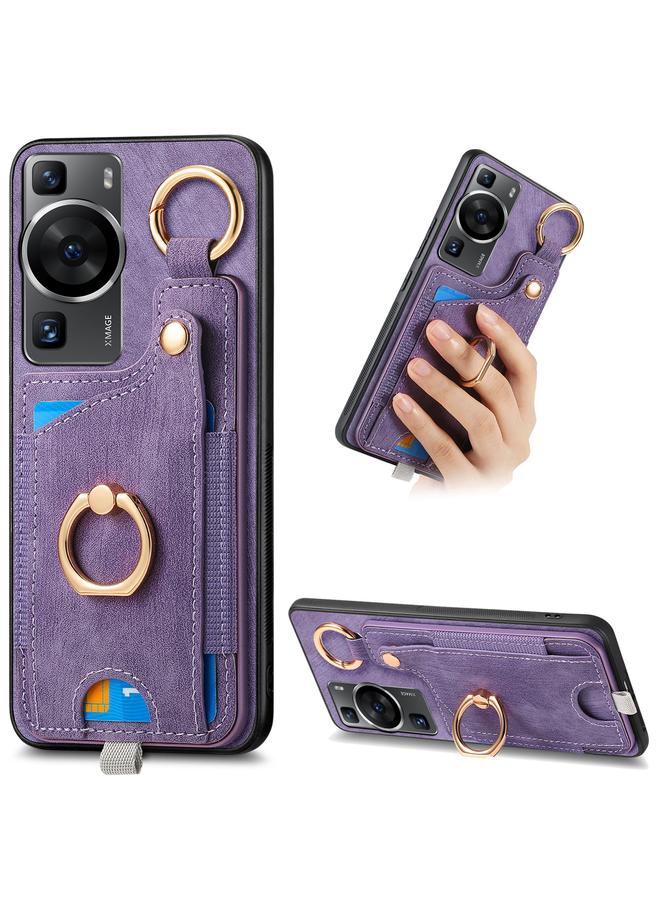 زبون جراب لهاتف Huawei P60 بتصميم كلاسيكي مع حلقة تعليق وحقيبة بطاقات - Image 1