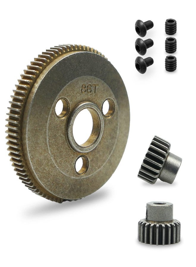 LANDSIN Spur Gear Set Steel 48P 86T Fit for 1/10 Traxxas Slash 2WD Rustler 2WD Stampede 2WD Parts with 19T 21T Pinions Gear Sets Replace 4686 - Image 1