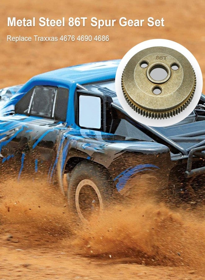 LANDSIN Spur Gear Set Steel 48P 86T Fit for 1/10 Traxxas Slash 2WD Rustler 2WD Stampede 2WD Parts with 19T 21T Pinions Gear Sets Replace 4686 - Image 2