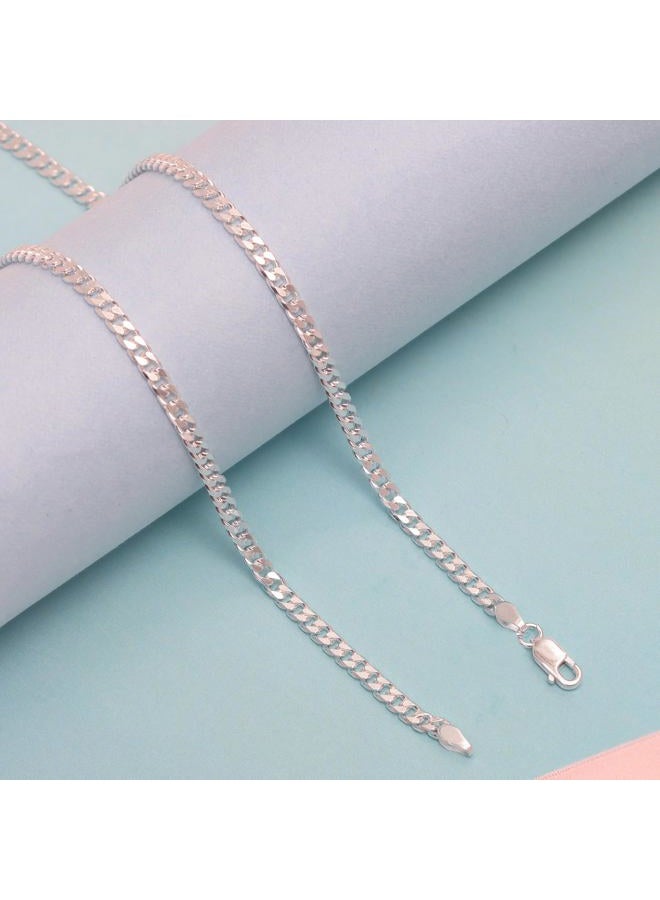 LeCalla Solid 925 Sterling Silver Italian 3.8mm Diamond Cut Cuban Link Curb Chain Necklace for Men and Women 20 Inches - Image 5