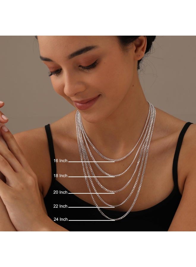 LeCalla Solid 925 Sterling Silver Italian 3.8mm Diamond Cut Cuban Link Curb Chain Necklace for Men and Women 20 Inches - Image 2