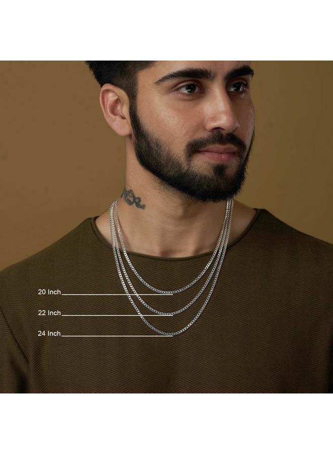 LeCalla Solid 925 Sterling Silver Italian 3.8mm Diamond Cut Cuban Link Curb Chain Necklace for Men and Women 20 Inches - Image 3