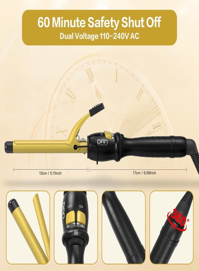 دان تكنولوجي مكواة تجعيد الشعر من دان تكنولوجي، مقاس 5/8 بوصة، لتجعيدات متوسطة محددة، مصنوعة من السيراميك التورمالين، مع درجة حرارة قابلة للتعديل من 180 إلى 430 درجة فهرنهايت، تسخين سريع، جهد كهربائي مزدوج، إيقاف تشغيل تلقائي، باللونين الأسود والذهبي. - Image 3