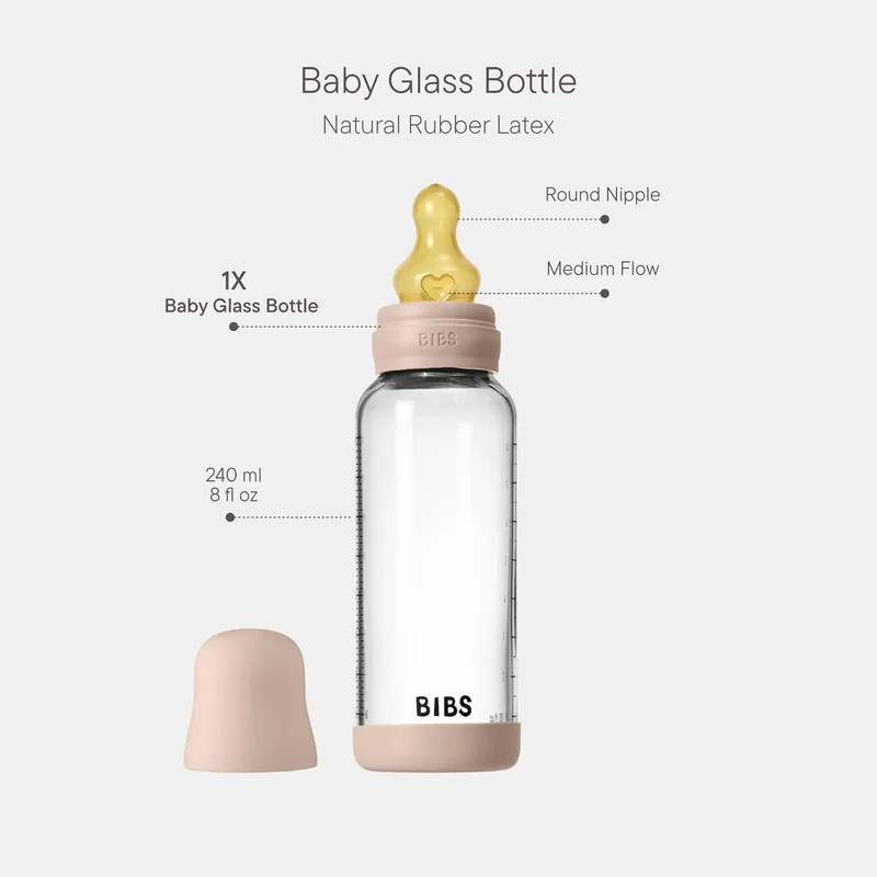 BIBS BIBS Glass Baby Bottle with Latex Nipple - Blush