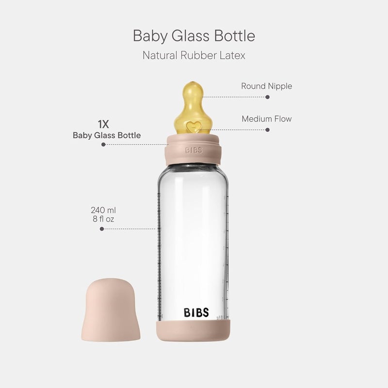 BIBS Glass Baby Bottle with Latex Nipple - Blush - Image 2