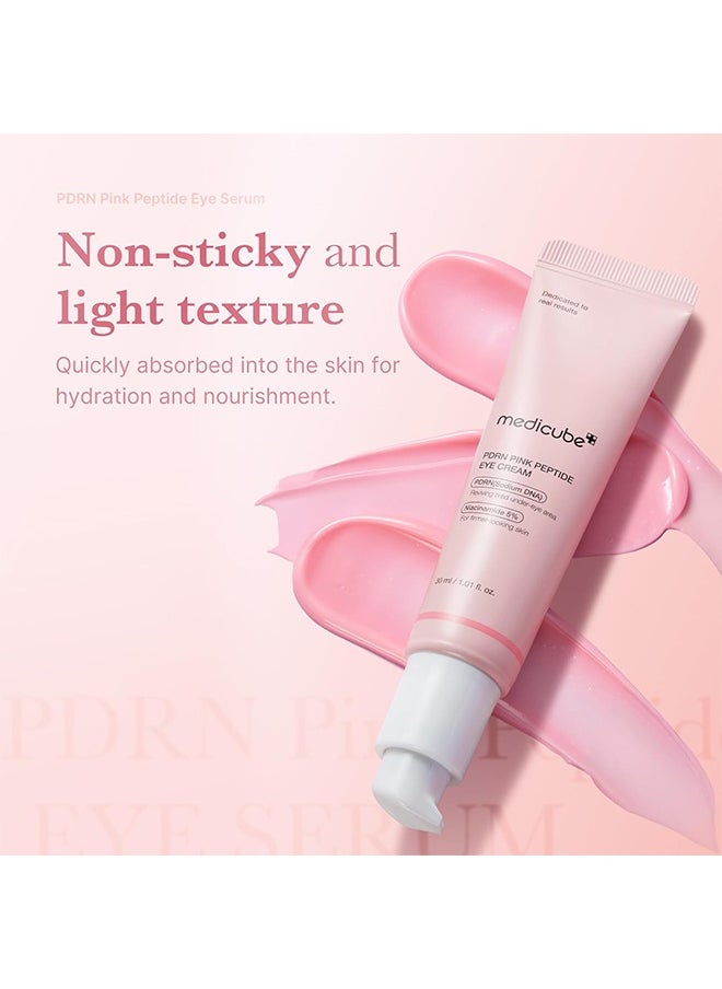 Pdrn Pink Peptide Eye Cream, Salmon DNA Pdrn Pink Peptide Eye Serum with Niacinamide for Fine Lines, Uneven Skin Tone, 30ml