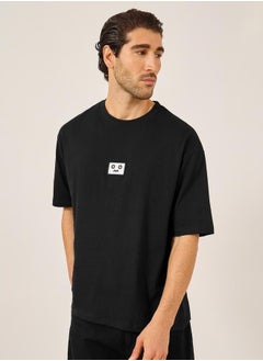 Styli Embroidered Badge Detail Cotton Oversized T-Shirt  - Image 1