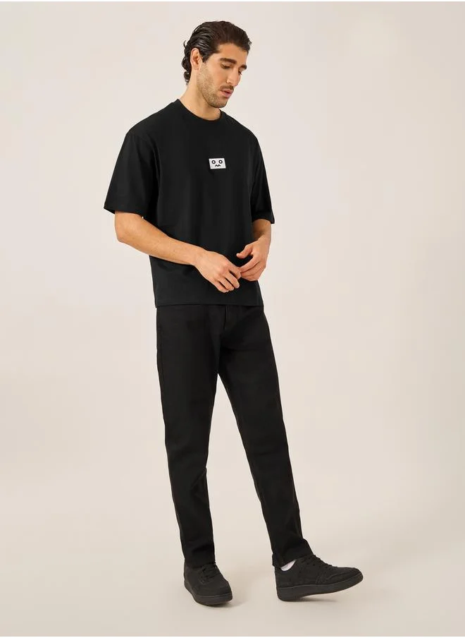 Styli Styli Embroidered Badge Detail Cotton Oversized T-Shirt