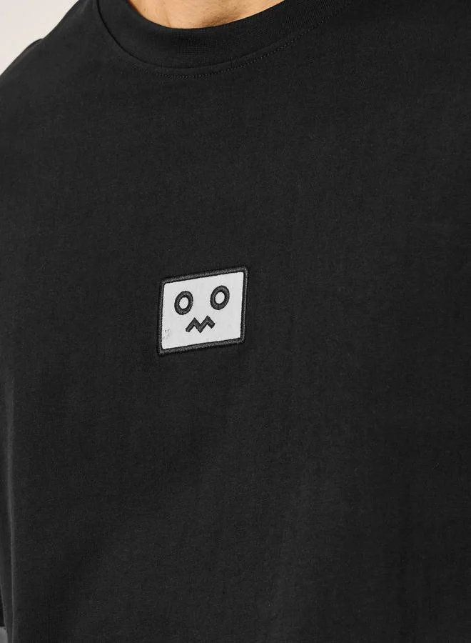 Styli Styli Embroidered Badge Detail Cotton Oversized T-Shirt