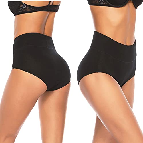 Annenmy Women's High Waist Cotton Underwear Soft Brief Panties Regular and Plus Size, Black, 5-pack, X-Large - Image 2