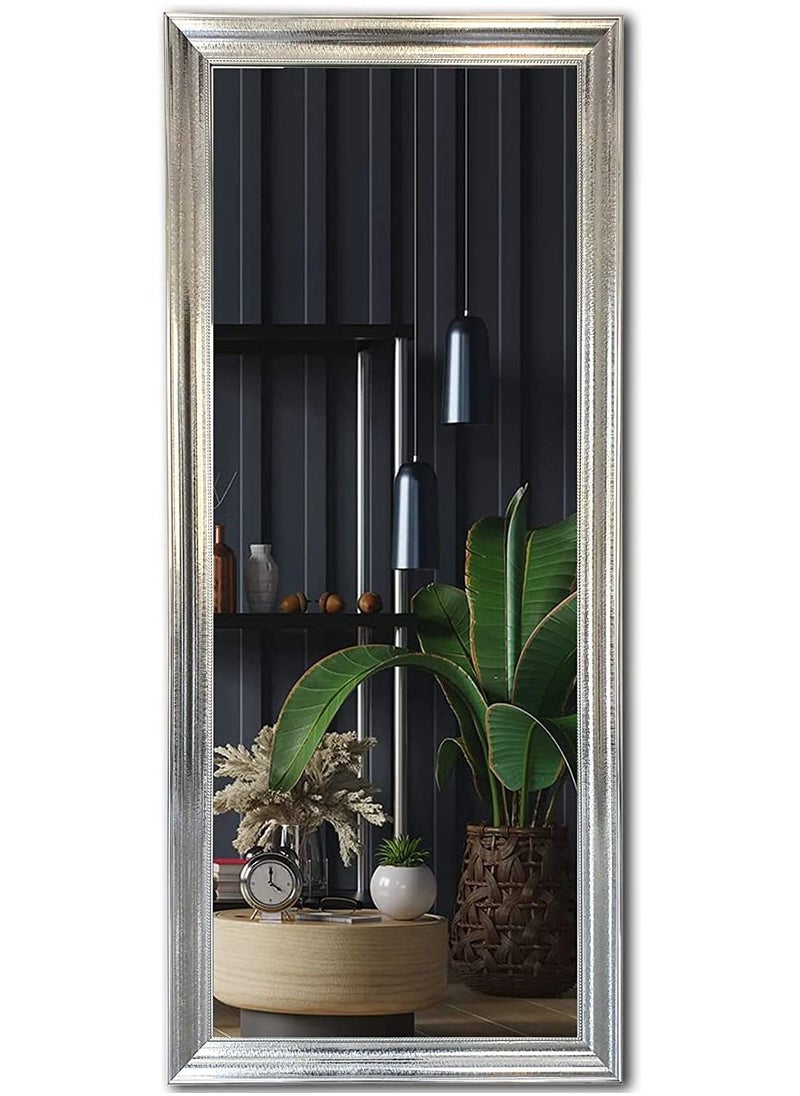 Mirror Full Length Stand 174cm x 74cm Hanging or Leaning Against Wall, Large Rectangle Bedroom Mirror Floor Mirror Dressing Mirror Wall-Mounted Mirror, PVC Frame - Silver