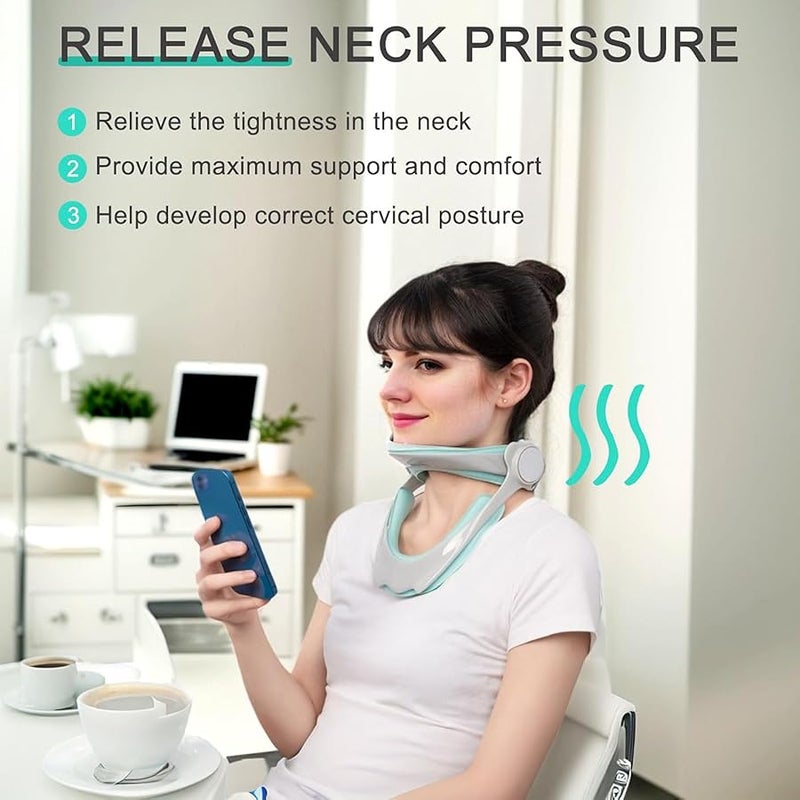 BTKASN 360°Adjustable Neck Brace for Posture Correction, Cervical Neck Traction Device for Neck Pain and Support, Neck Stretcher Neck Decompression Devices for Forward Head Posture Correction - Image 3