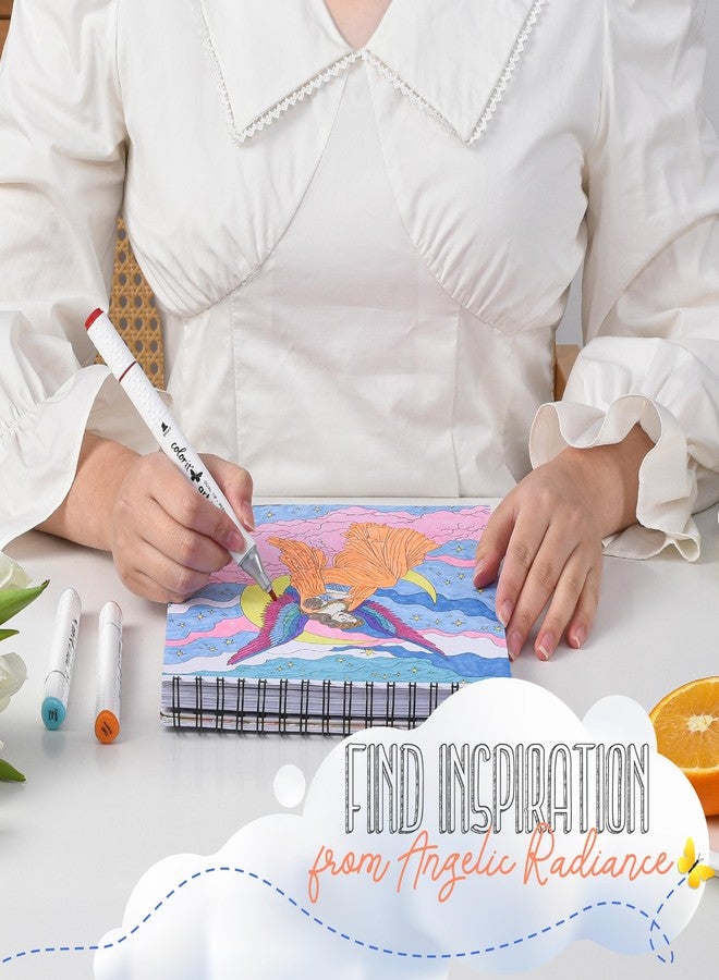 كولور إت كتاب تلوين للكبار من ColorIt Angels، غلاف حلزوني، 50 رسمة أصلية للملائكة والملائكة المقربين - ورق سميك، صفحات مثقبة، غلاف مقوى، ورق ماص للحبر - Image 3