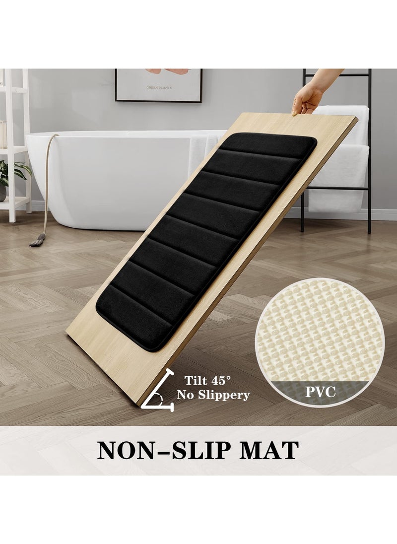 XiuWoo Bathroom Rugs Sets 3 Piece, Memory Foam Bathroom Mats Set Extra Thick, Non Slip Bath Mats for Bathroom, Water Absorbent, Washable Bath Rugs for Tub, Toilet and Floor-Black  - Image 5