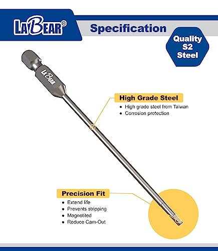 LABEAR - 10-Piece 4" Metric Hex Head Allen Wrench Screwdriver Bit Set. S2 Steel (H1.5, H2, H2.5, H3, H4, H4, H5, H6, H7, H8) - Image 3