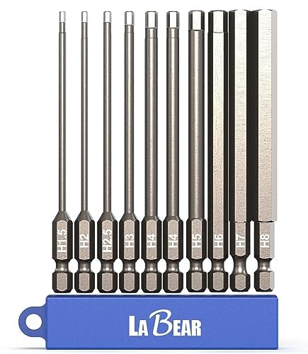 LABEAR - 10-Piece 4" Metric Hex Head Allen Wrench Screwdriver Bit Set. S2 Steel (H1.5, H2, H2.5, H3, H4, H4, H5, H6, H7, H8) - Image 1