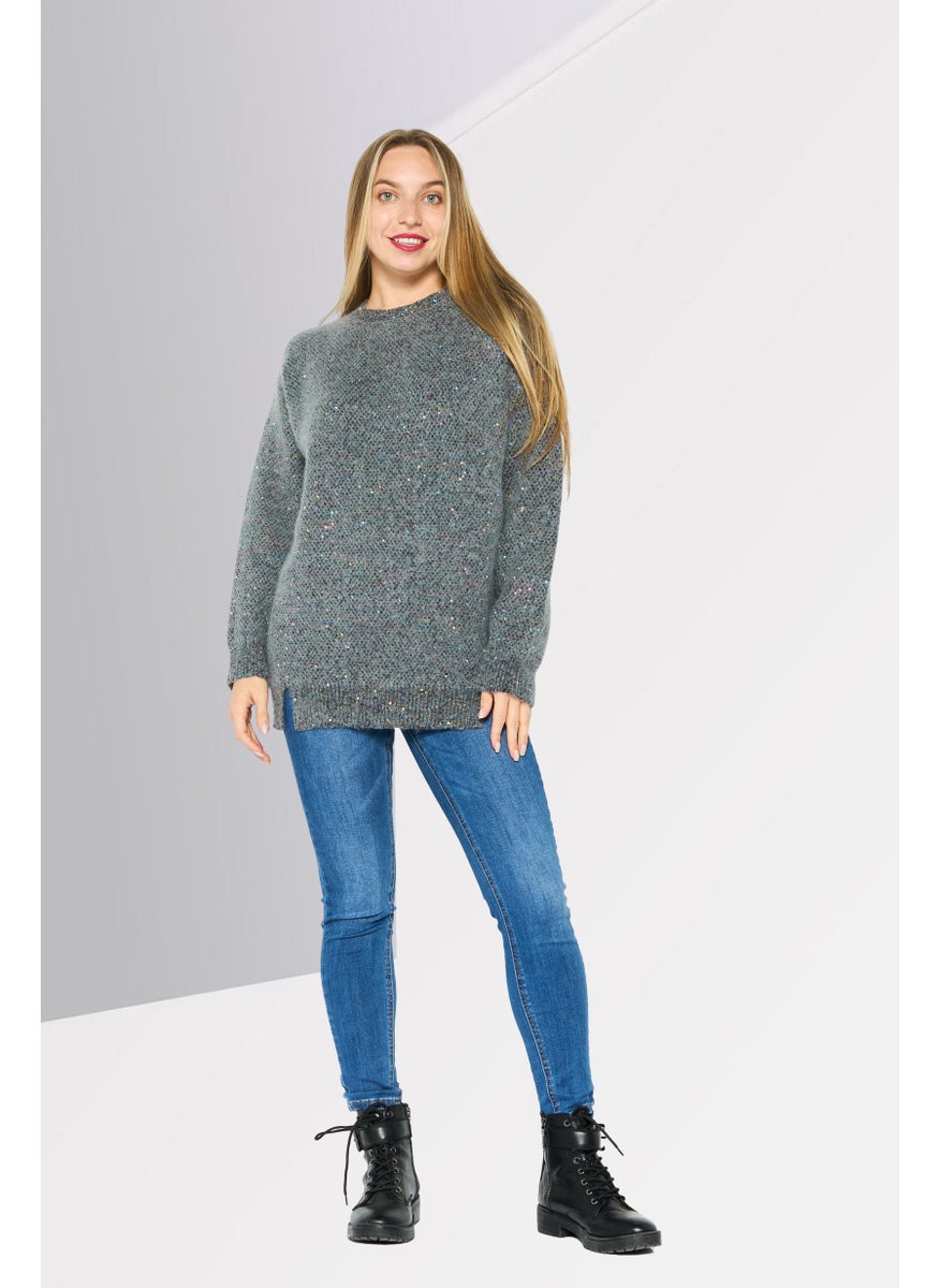 STELLA MCCARTNEY - Women Knitted Long Sleeve Sweater, Charcoal - Image 1