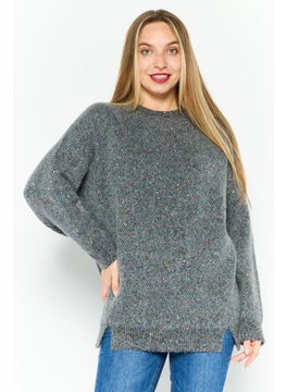 Women Knitted Long Sleeve Sweater, Charcoal