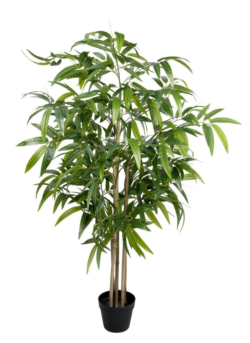 Generic Artificial Bamboo Tree, 4ft Faux Silk Plant, Fake Plants for Home Office Indoor Outdoor Decor, Tall Natural Trunk with Planter  - Image 1