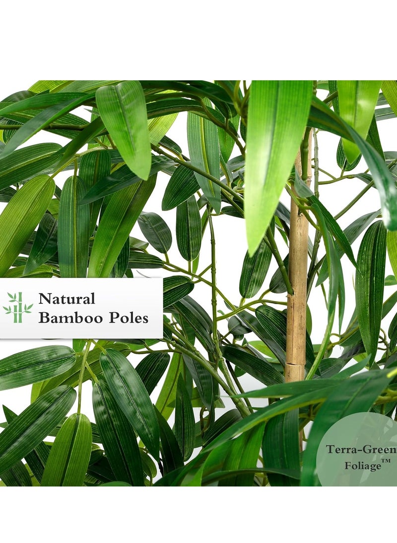 Generic Artificial Bamboo Tree, 4ft Faux Silk Plant, Fake Plants for Home Office Indoor Outdoor Decor, Tall Natural Trunk with Planter  - Image 4