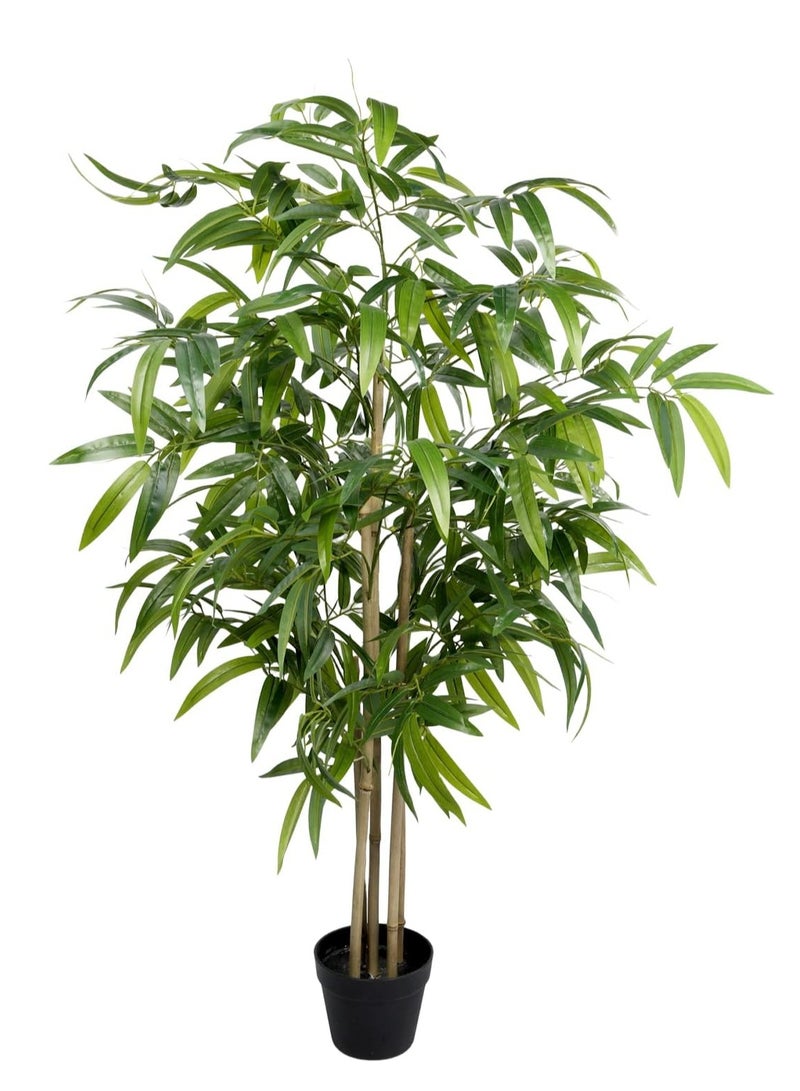 Generic Artificial Bamboo Tree, 4ft Faux Silk Plant, Fake Plants for Home Office Indoor Outdoor Decor, Tall Natural Trunk with Planter  - Image 2