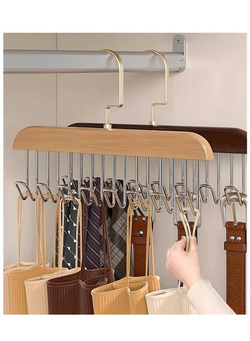 Rightsure Wooden Hanger with 8 Hooks Tie Rack Belt Bra Hanger with 360° Rotating Hook for Ties, Swimsuits, Hats, Scarves Accessories Space Saving Wardrobe Hanger  - Image 5