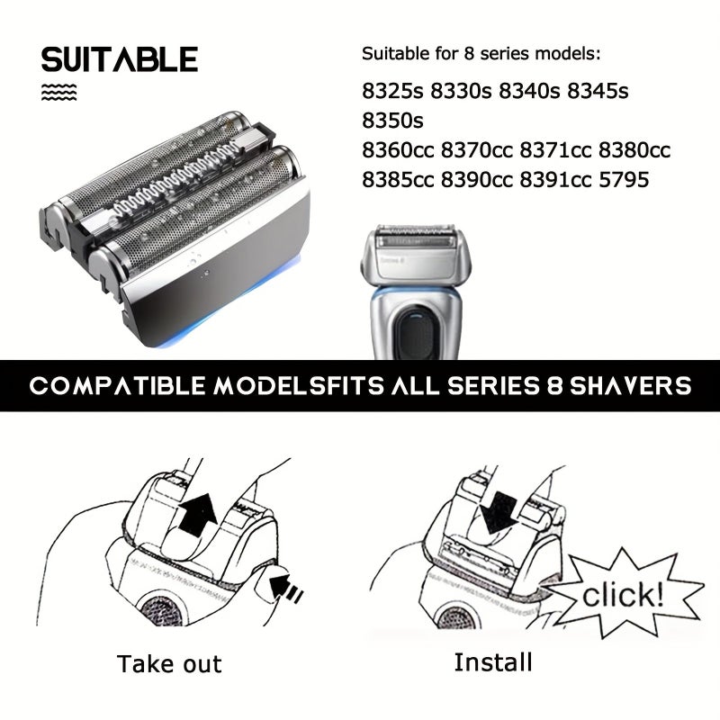 Replacement Foil Head For 3267 72inch 2Pcs Electric Razors Compatible With Wet Dry Shaving And Models 8370Cc 8340S 8350S 8467 - Image 2