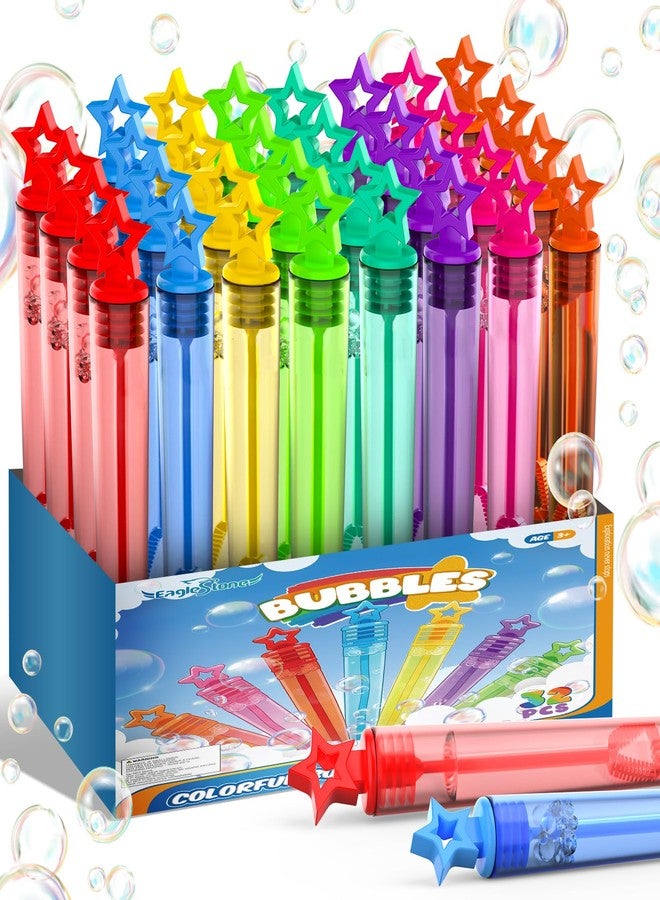 EagleStone 32 Pcs Star Bubble Wands Bulk for Kids, 8 Color Mini Bubble Party Favors, Goodie Bag Stuffers, Classroom Prizes, Birthday Gifts, Easter Basket, Carnival, Summer Outdoor Toys for Toddlers - Image 1