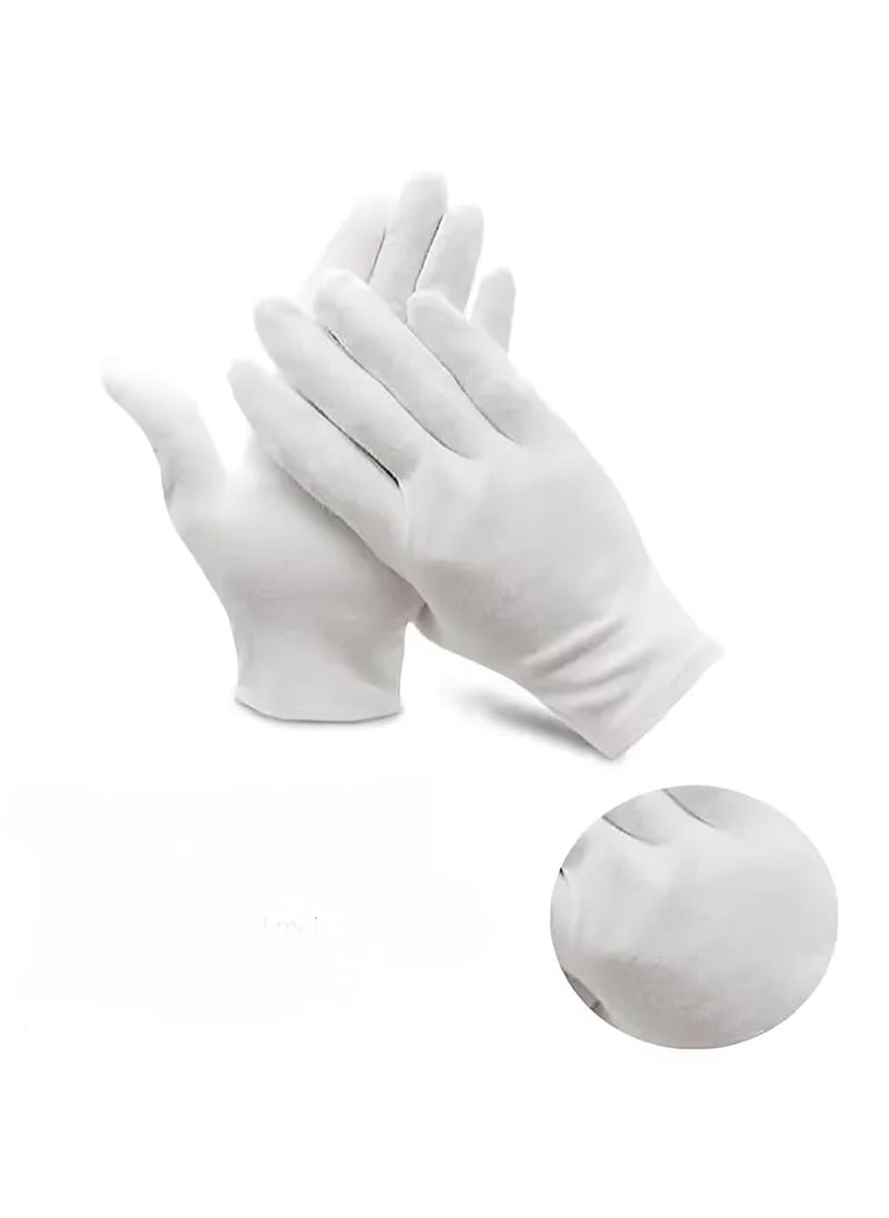 Tk Soft Cotton Gloves for Dry Hands Cotton Sleep Gloves/Lotion Treatment Work Gloves/Catering Serving Gloves for Coin Jewelry Silver Costume Inspection (Standard Size 1DZN) - 24 PCS  - Image 1