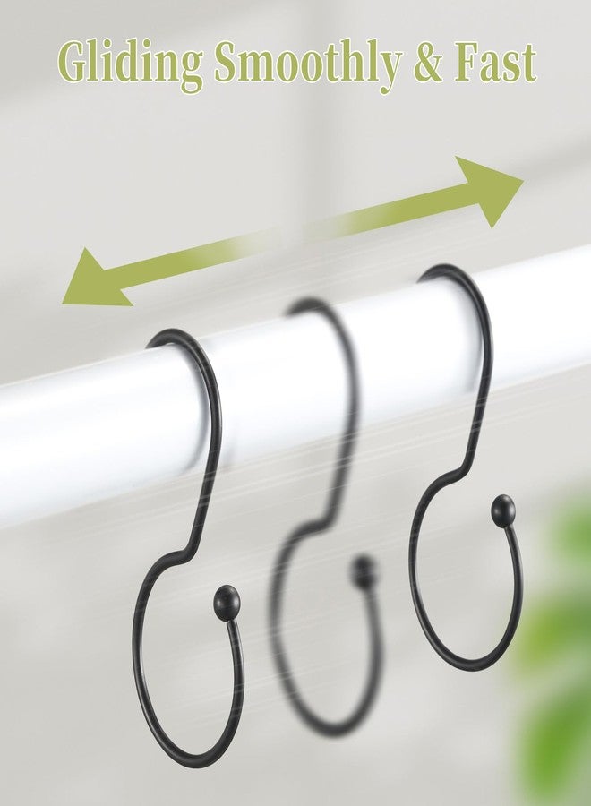 Goowin Shower Curtain Hooks, Anti-Fall S-Shaped Shower Curtain Ring, Decorative Black Shower Curtain Hooks Rings Rust Proof Shower Rings for Curtain, Shower Hooks for Shower Curtain, 12 Pack, Black - Image 4