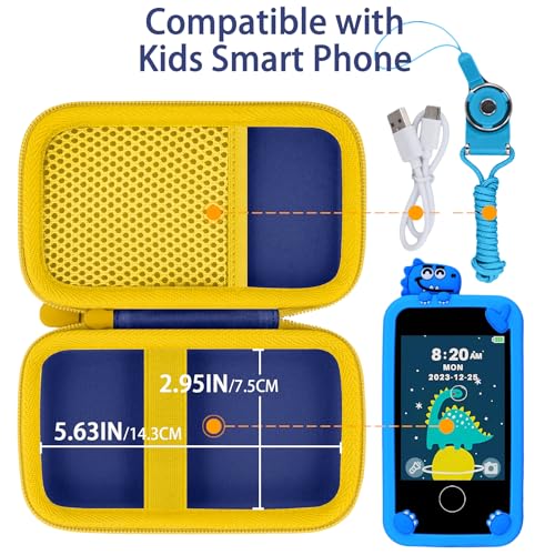 Baval Kids Smart Phone Case Compatible with Luoba/Luyiilo/KOKODI/WEOLULI/DIGIGOOD/Joozfee/Luyiilo Kids Smart Phone Toys,Case for Mini Smart Phone Toys with 2.8" Touchscreen (Blue Case,Yellow Zipper) - Image 4