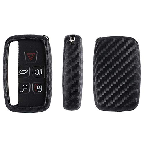 ROYALFOX(TM 5 buttons silicone carbon fiber smart remote Key Fob case Cover For Land Rover Defender Discovery Sport LR2 LR3 LR4 Range Rover Sport EVOQUE and Jaguar XF XJ XJL XE F-PACE (carbon fiber) - Image 4