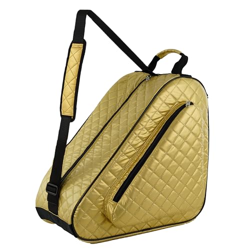 HEXIFUL Skate Bag to Carry Ice Skates, Inline Skates, Roller Skates and Quad Skates for Both Kids and Adults (Gold/Black 022) - Image 1