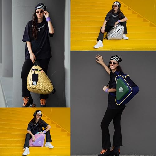 HEXIFUL Skate Bag to Carry Ice Skates, Inline Skates, Roller Skates and Quad Skates for Both Kids and Adults (Gold/Black 022) - Image 2