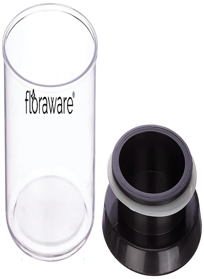 Floraware Plastic Air Tight BPA Free Stackable Round Push Multipurpose Containers For Kitchen Organizer 500ml for Rice Dal Flour Snacks Cereals Pack of 6 (Black) - Image 3