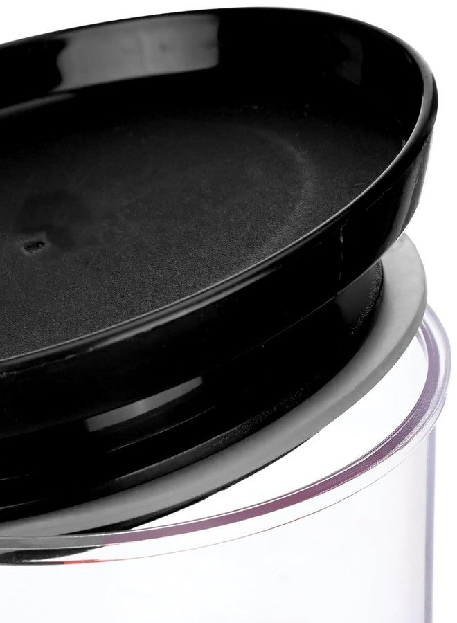 Floraware Plastic Air Tight BPA Free Stackable Round Push Multipurpose Containers For Kitchen Organizer 500ml for Rice Dal Flour Snacks Cereals Pack of 6 (Black) - Image 4