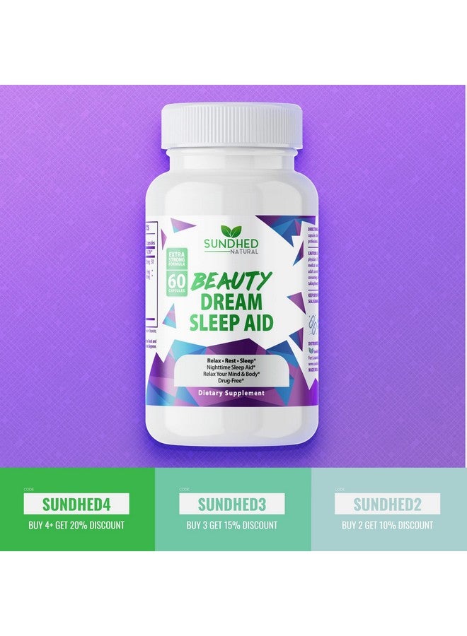 Sundhed Natural Sleep Aid Beauty Dream Sleep Aid is a Non Habit Forming Sleep Formula with Melatonin and Valerian Root, Sleep Amazing and Wake up Refresh, Obtain A Natural Sleep, Made in USA - Image 1