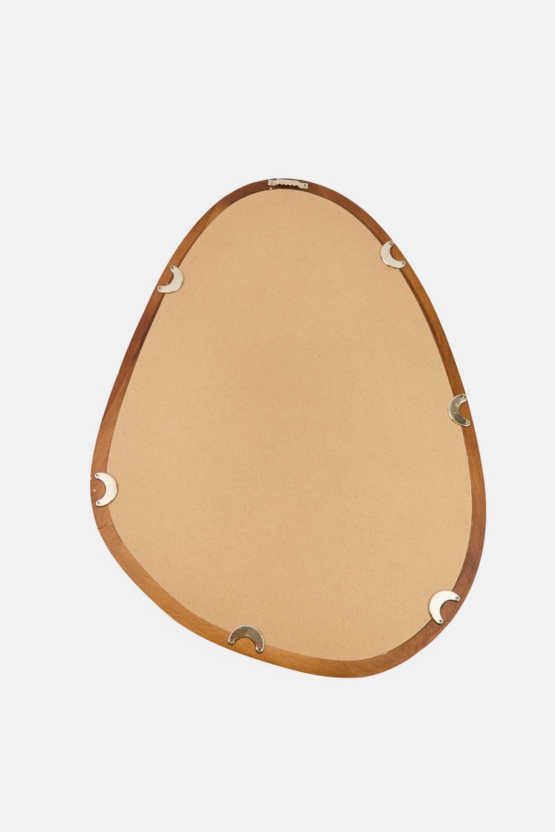 Muy Mucho Modern Oval Asymmetrical Unique Hanging Mirror, Brown  - Image 2