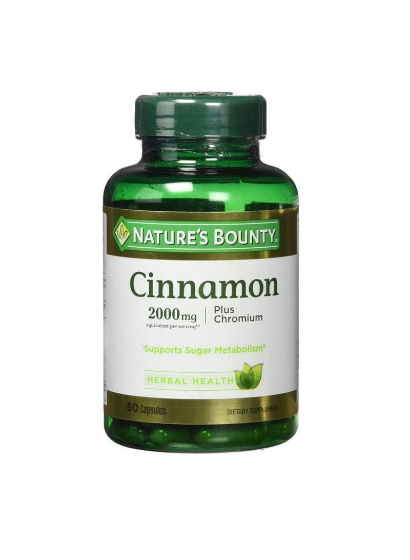 NATURES BOUNTY Cinnamon 2000Mg Plus Chromium, 60 Count