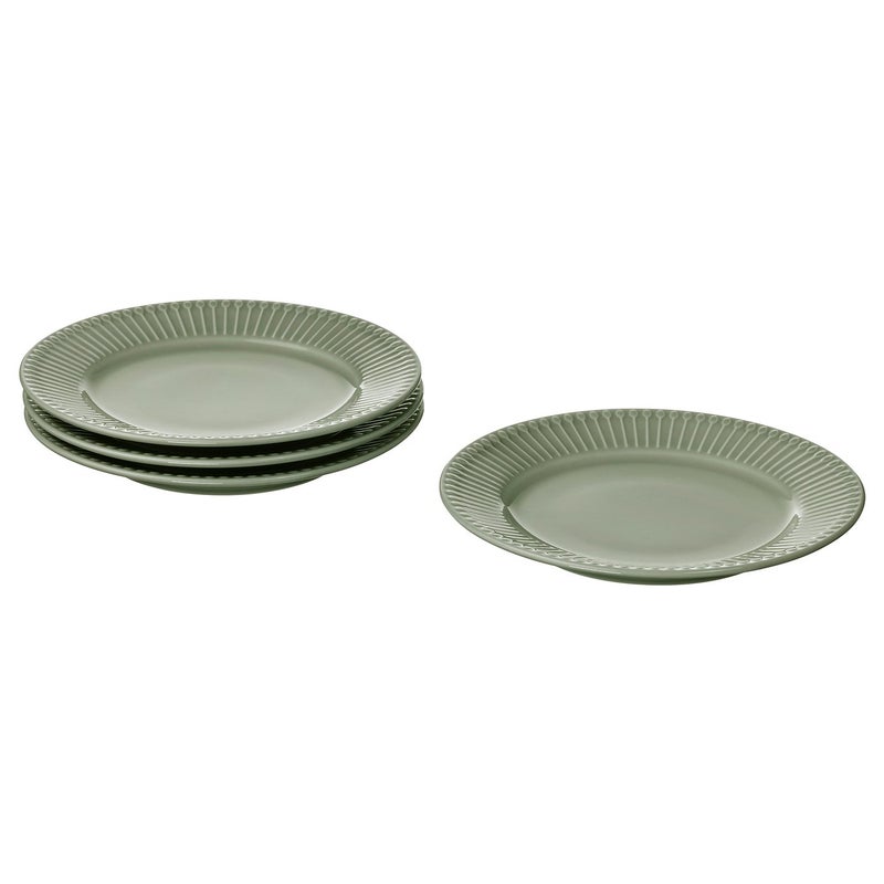 Baitique Stoneware Side Plates, Pale Grey-Green, 21 cm, Set of 4 - Image 1
